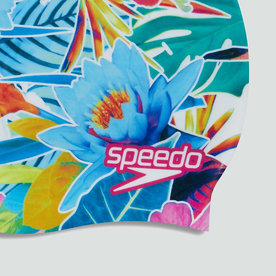 Digital Print Badekappe Blau/Grün für Erwachsene