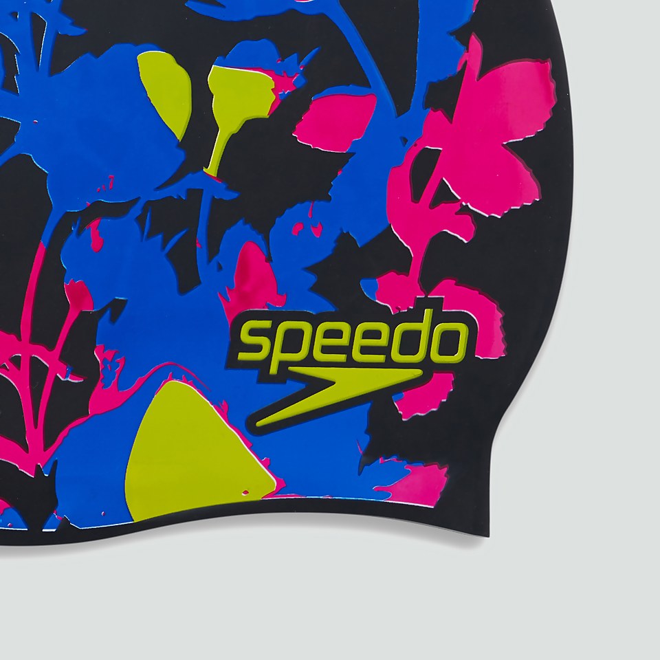 Bedruckte Silikon-Badekappe Pink/Blau für Kinder