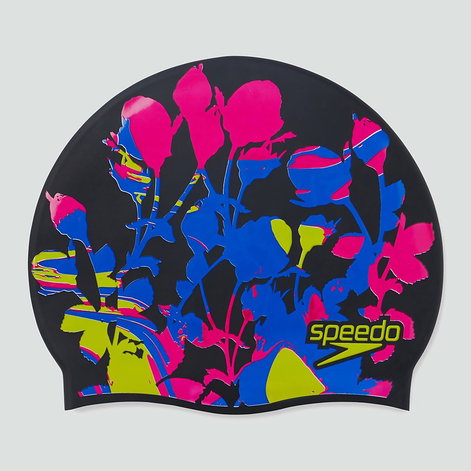 Bedruckte Silikon-Badekappe Pink/Blau für Kinder