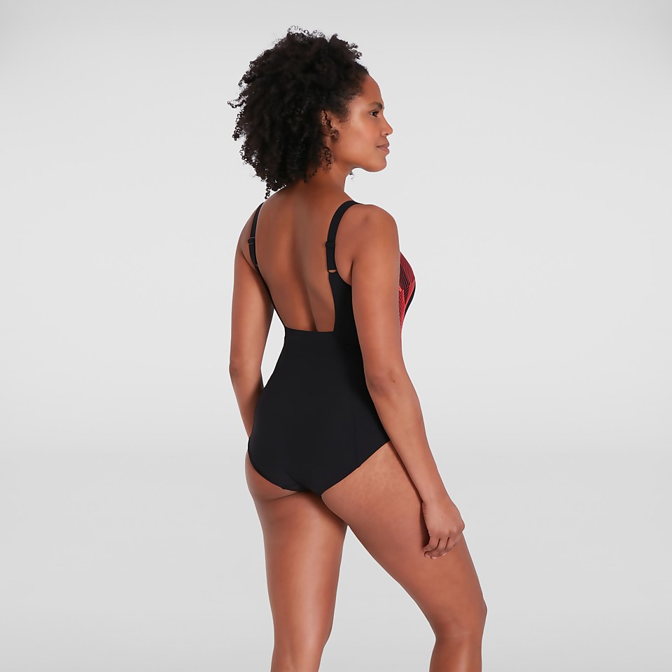 Women's CrystalLux Shaping Swimsuit Black/Red