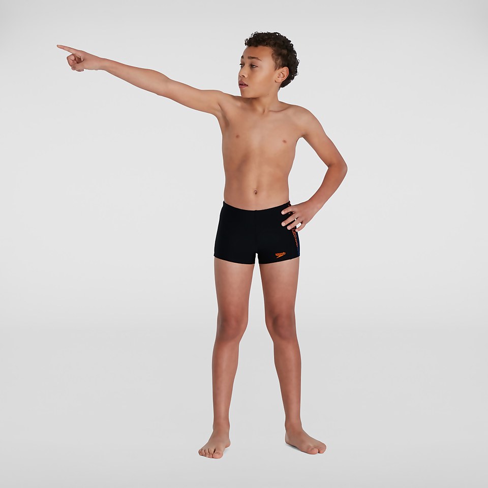 Plastisol Placement Aquashort Schwarz/Orange für Jungen