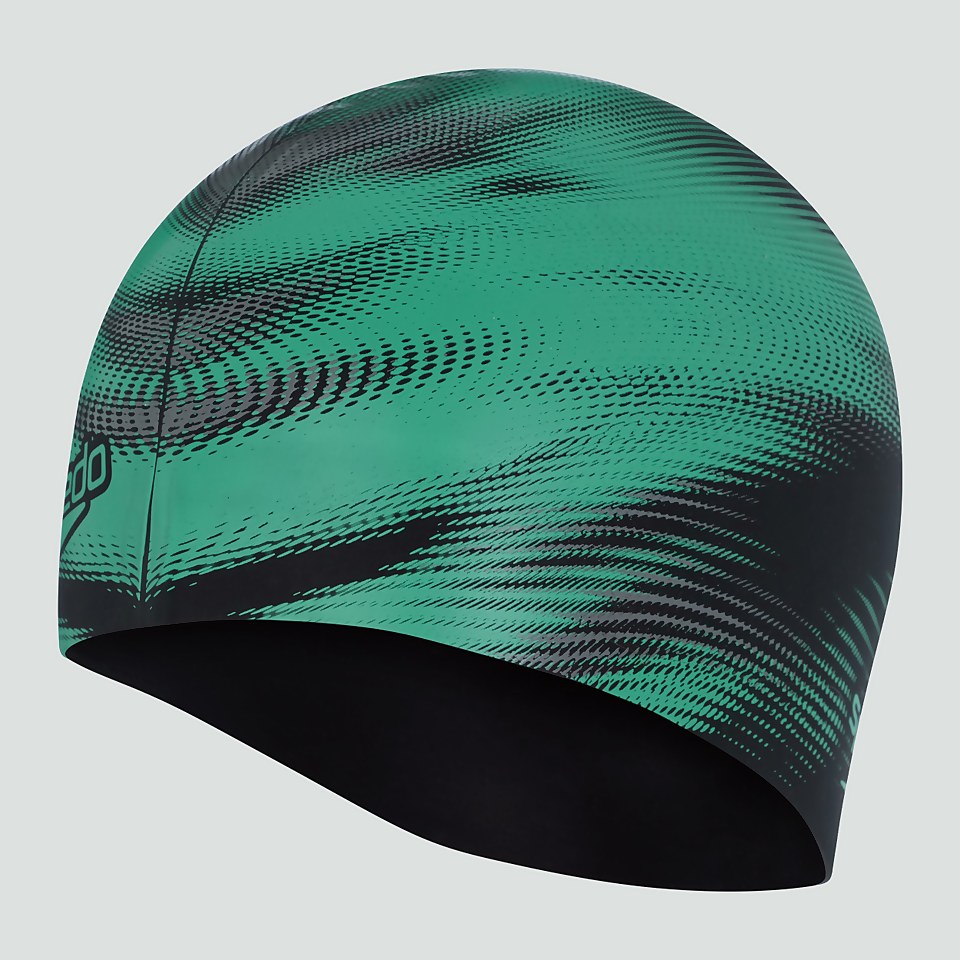 Adult Printed Silicone Cap Green/Black