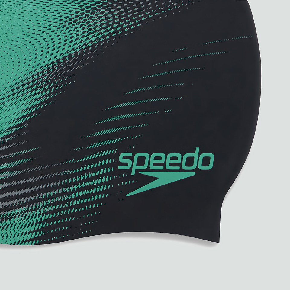 Adult Printed Silicone Cap Green/Black