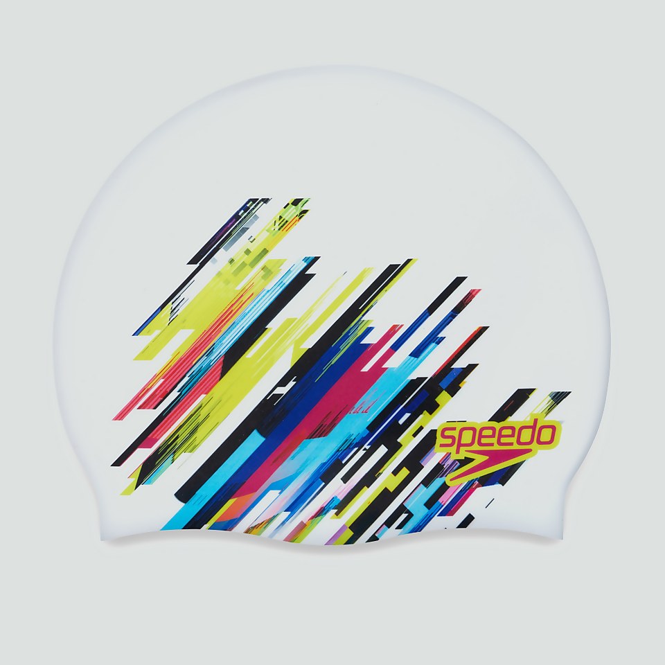 Digital Print Badekappe Weiß/Schwarz für Erwachsene
