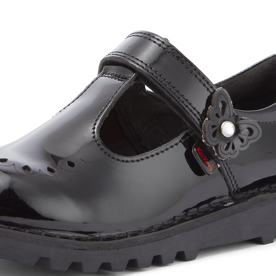 Infant Girls Kick T Bar Bloom Patent Leather Black