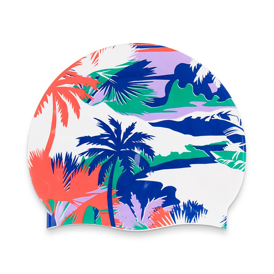 Adult Silicone Printed Cap White/Blue