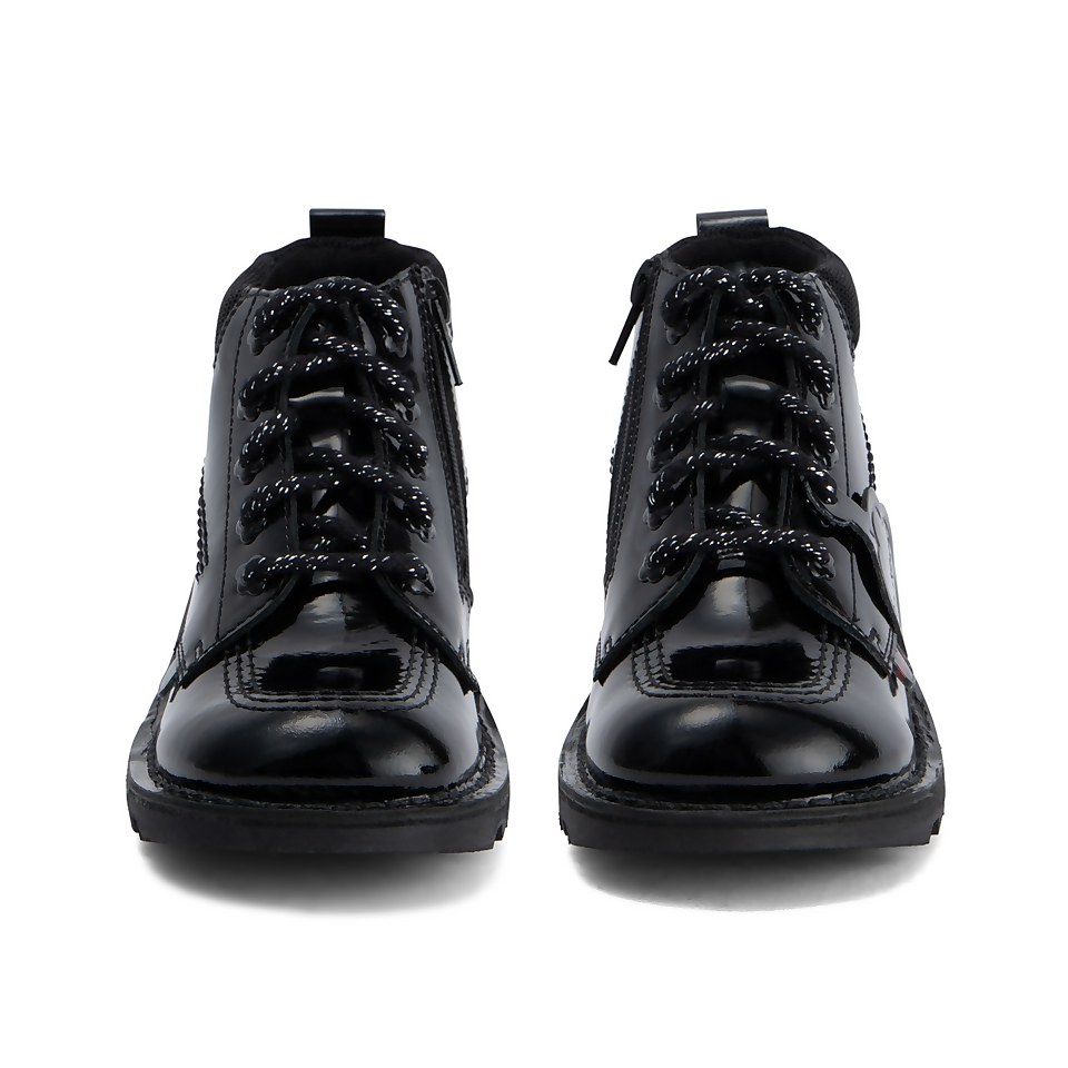 Junior Girls Kick Hi Bloom Patent Leather Black