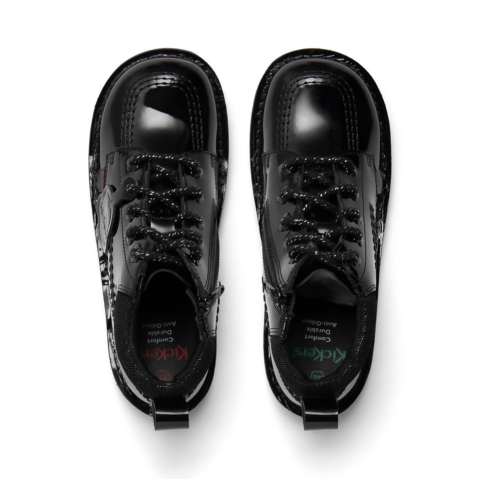 Junior Girls Kick Hi Bloom Patent Leather Black
