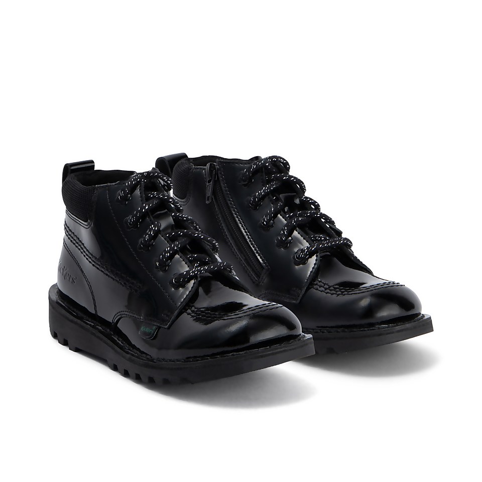 Junior Girls Kick Hi Bloom Patent Leather Black