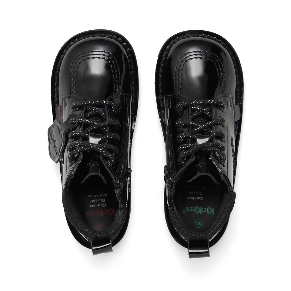 Infant Girls Kick Hi Bloom Patent Leather Black