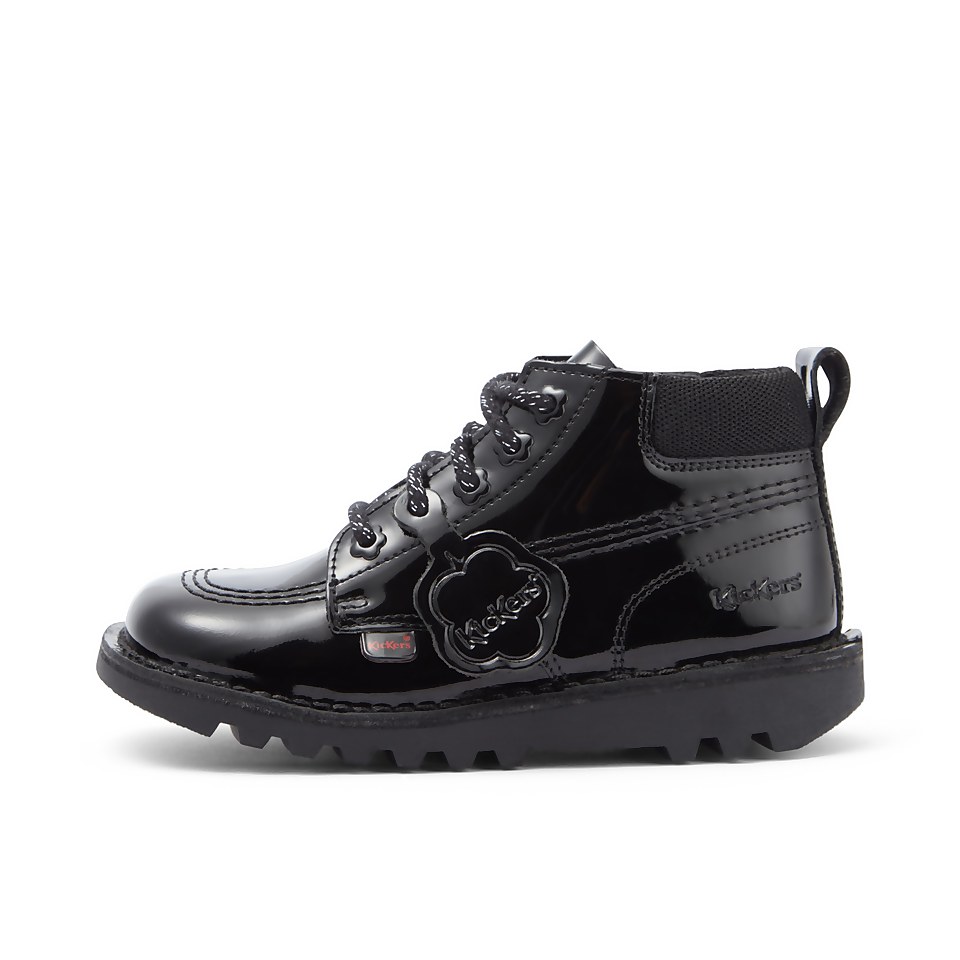 Infant Girls Kick Hi Bloom Patent Leather Black