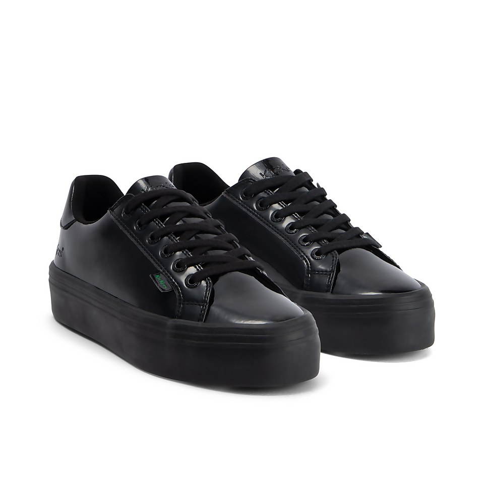 Youth Womens Tovni stack Leather Alternative Patent Leather Black