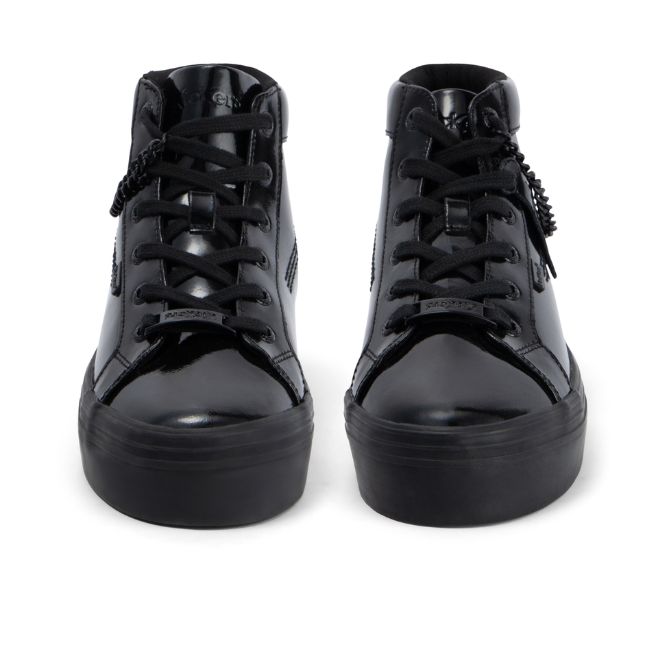 Youth Womens Tovni Hi Stack Chain Patent Leather Black