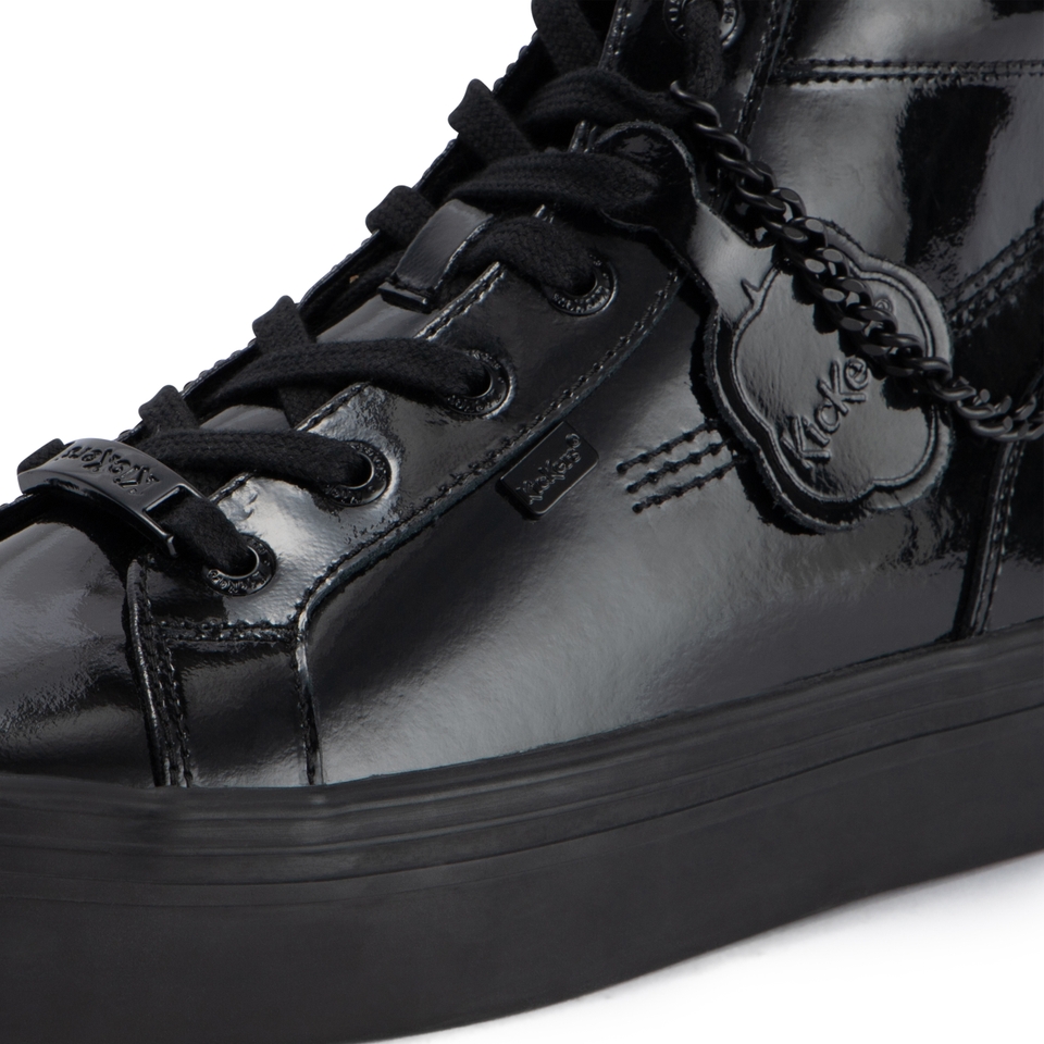 Youth Womens Tovni Hi Stack Chain Patent Leather Black