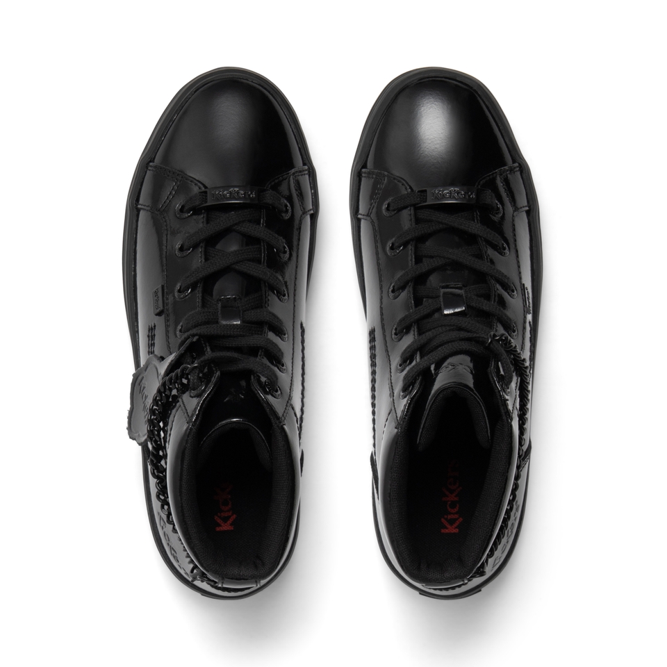 Youth Womens Tovni Hi Stack Chain Patent Leather Black