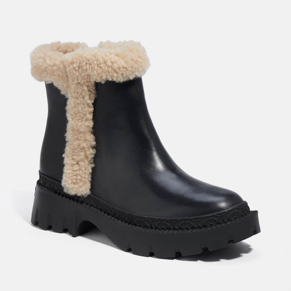 Coach Jane Leather and Shearling Chelsea Boots