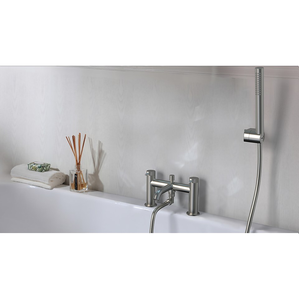 Knurled Bath Shower Mixer Tap - Brushed Brass