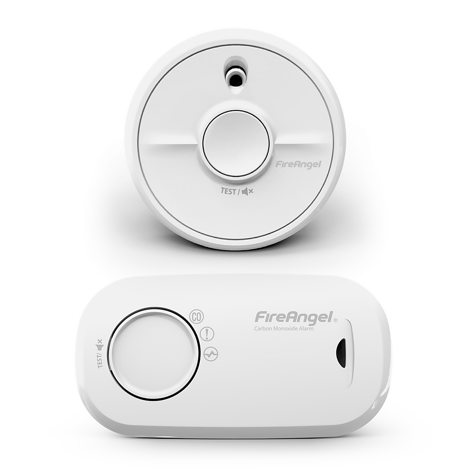 FireAngel Optical Smoke Alarm + Carbon Monoxide Alarm with 1 Year Replaceable Batteries - Twin Pack