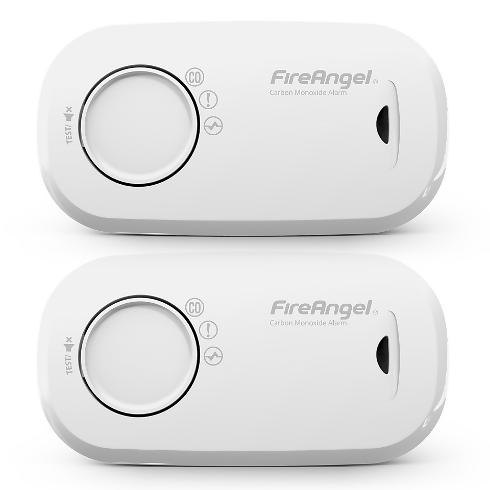 FireAngel Carbon Monoxide Detector & Alarm with 1 Year Replaceable Batteries (Twin Pack)