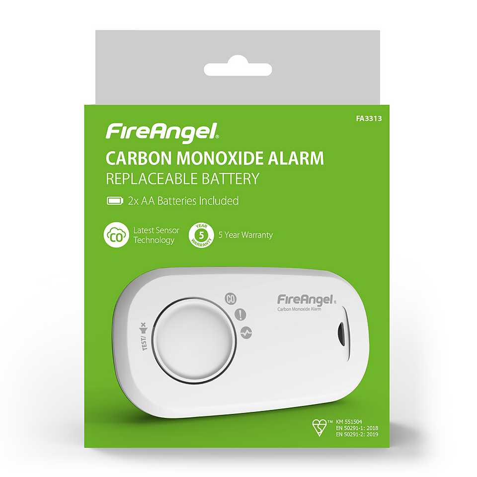 FireAngel Carbon Monoxide Alarm with 1 Year Replaceable Batteries