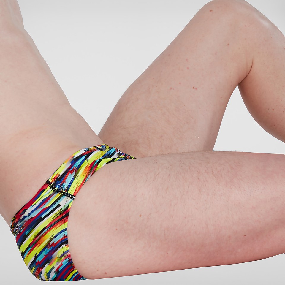 Slip de bain Homme Digi Interference Allover 5 cm jaune/rouge