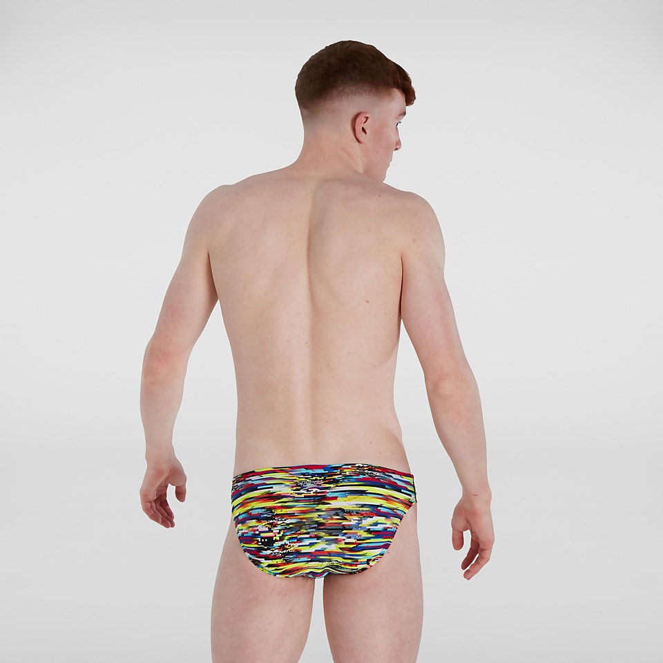 Slip de bain Homme Digi Interference Allover 5 cm jaune/rouge