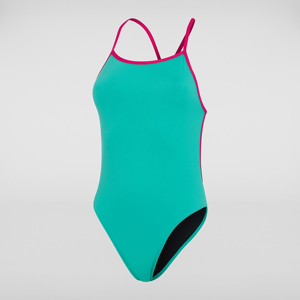 Women's Solid VBack Swimsuit Blue/Pink