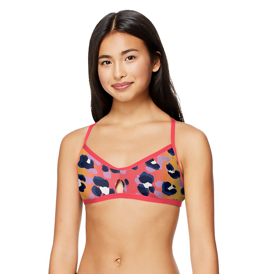 Women's Printed Tie Back Keyhole Bikini Top Red
