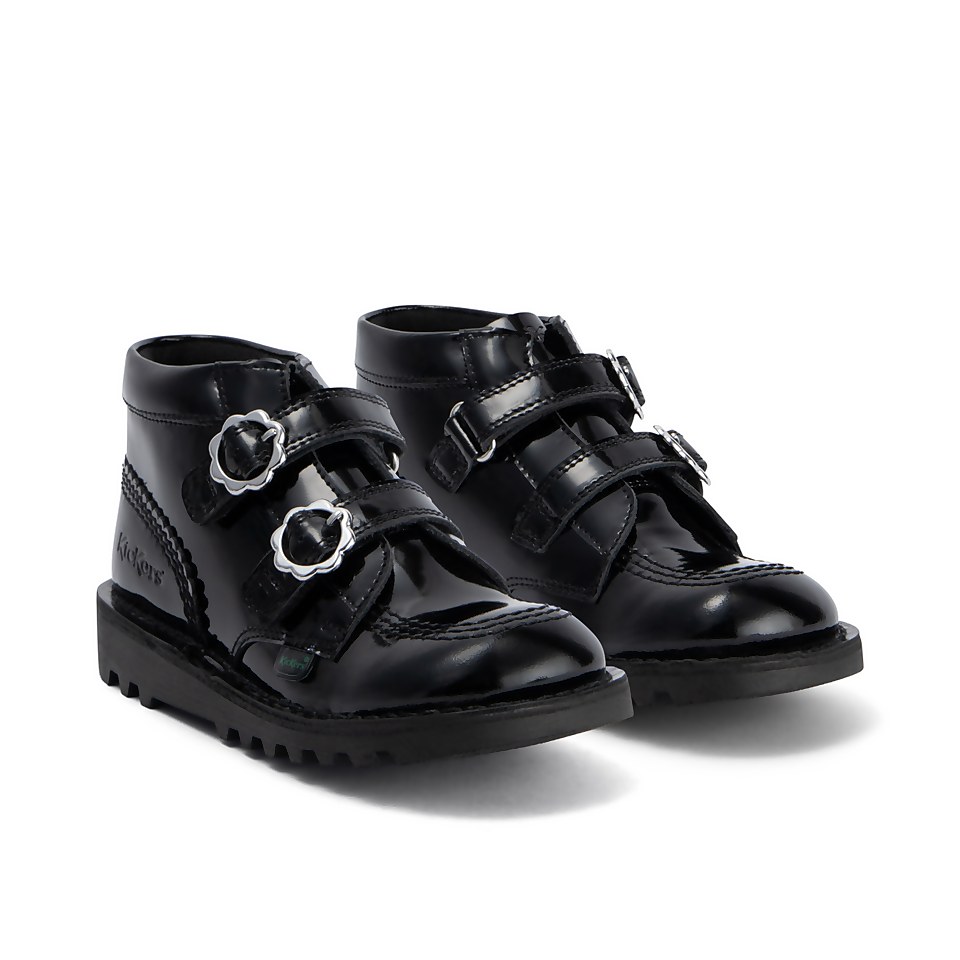 Junior Girls Kick Hi Bloom Patent Leather Black