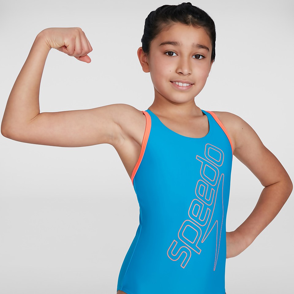 Girls' Boom Logo Placement Flyback Swimsuit Blue/Red