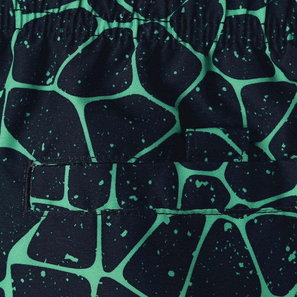 Boys' Printed 13" Swim Shorts Black/Green