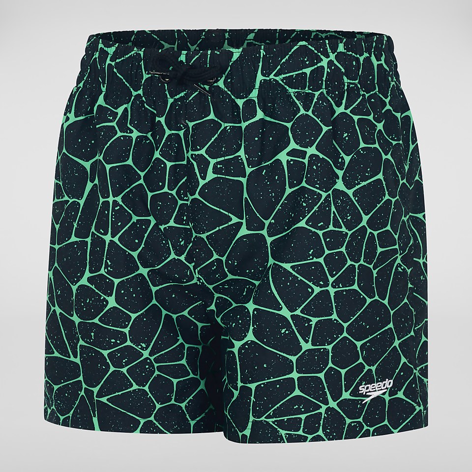 Boys' Printed 13" Swim Shorts Black/Green