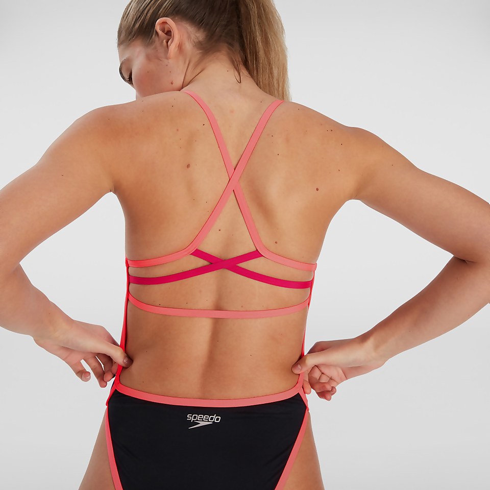 Maillot de bain Femme Glitchzone Ribbonback noir/bleu