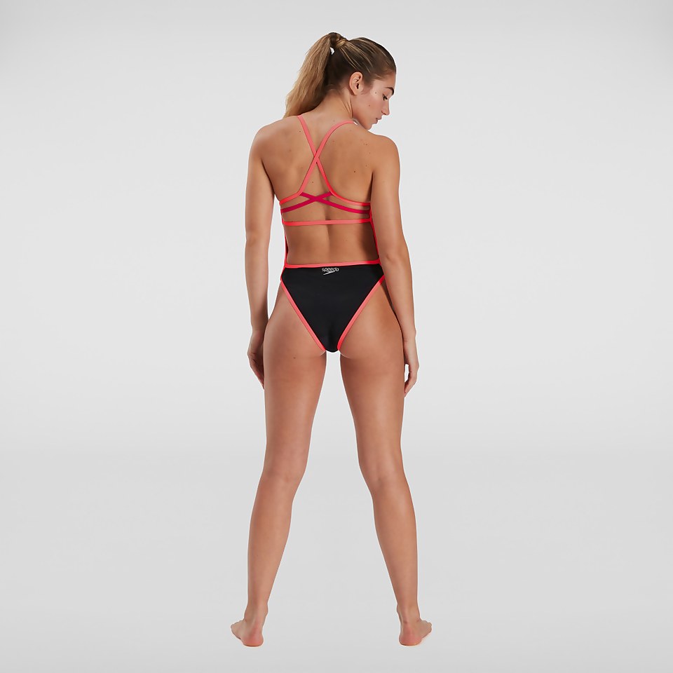 Maillot de bain Femme Glitchzone Ribbonback noir/bleu