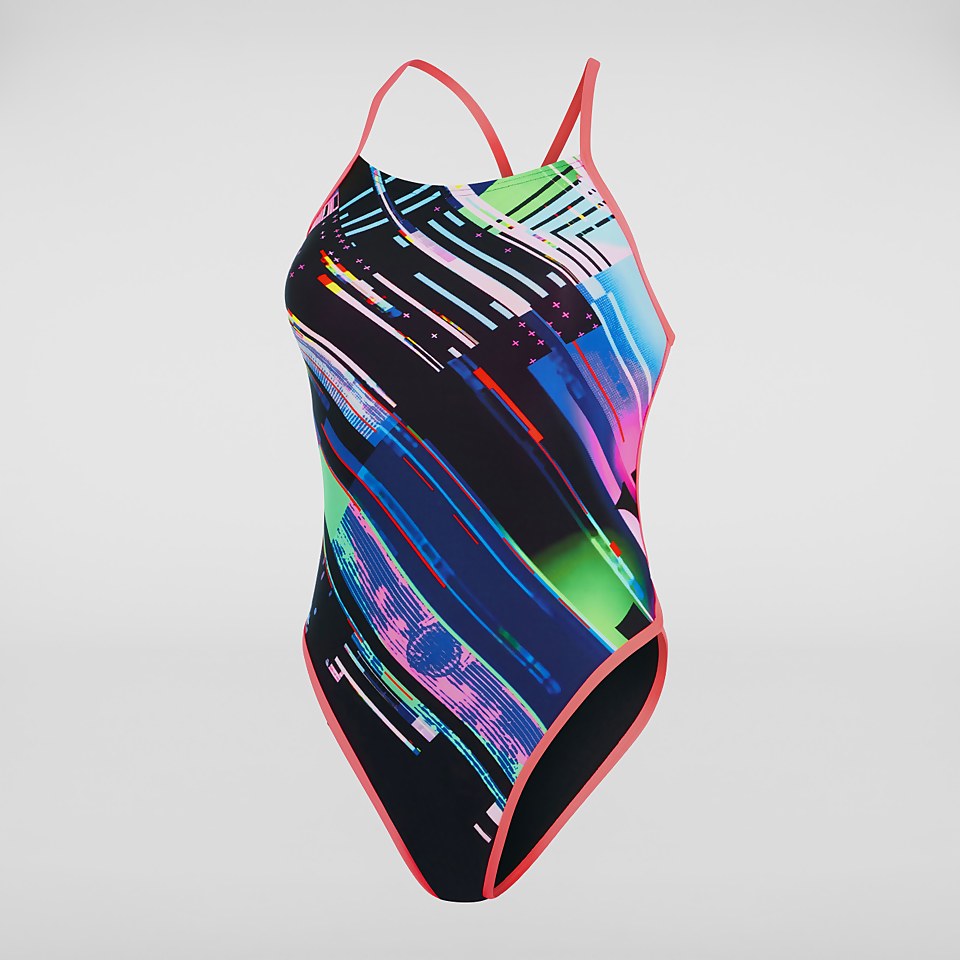Maillot de bain Femme Glitchzone Ribbonback noir/bleu