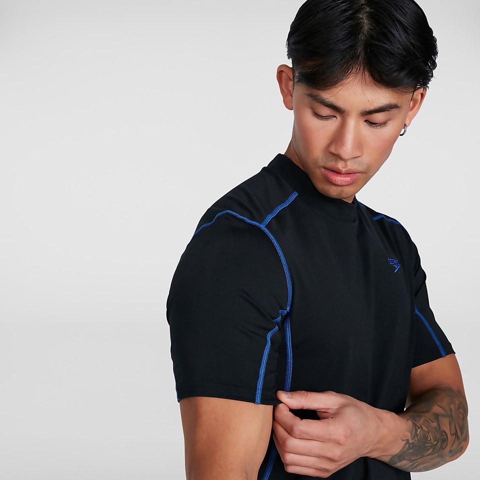 Haut Homme Tech Rash manches courtes noir/bleu