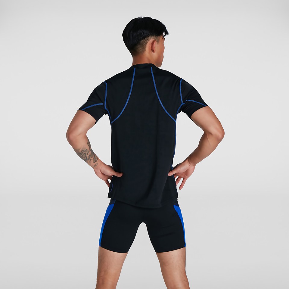 Haut Homme Tech Rash manches courtes noir/bleu