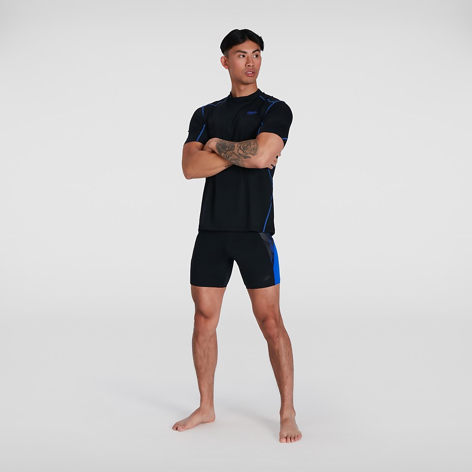 Haut Homme Tech Rash manches courtes noir/bleu