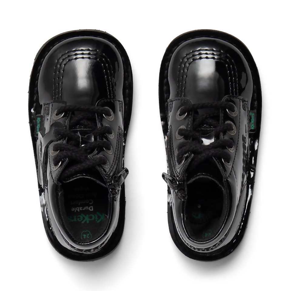 Infant Girls Kick Hi Zip Leather Alternative Patent Leather Black
