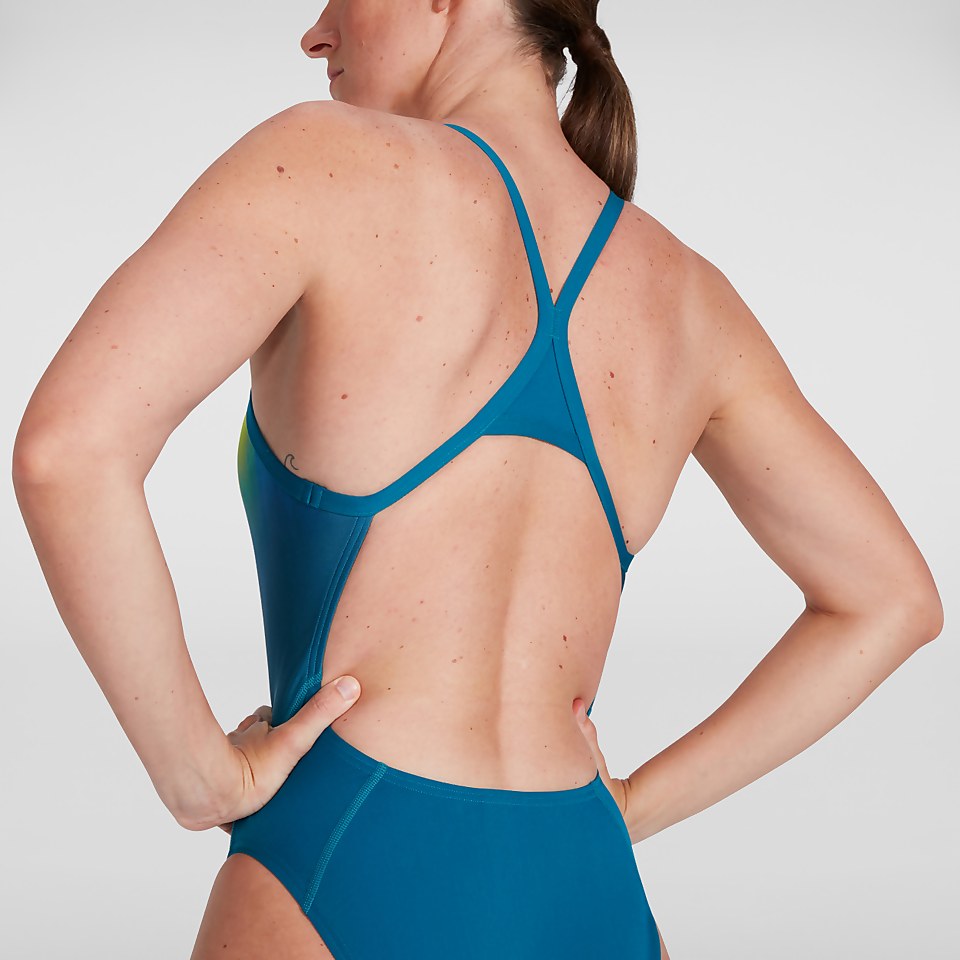 Maillot de bain Femme Placement Digital Turnback bleu/jaune