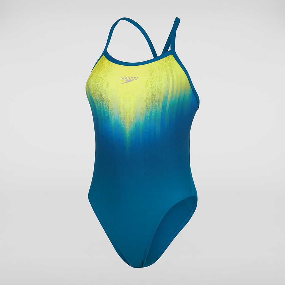 Maillot de bain Femme Placement Digital Turnback bleu/jaune