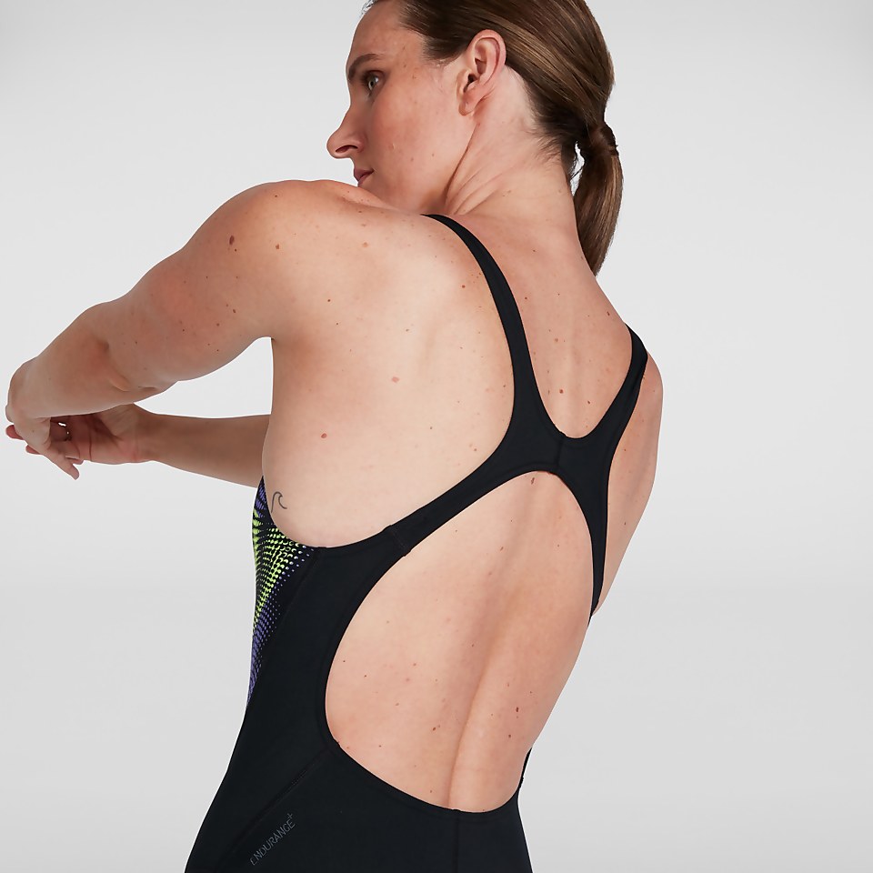Placement Digital Recordbreaker Badeanzug Schwarz/Gelb für Damen
