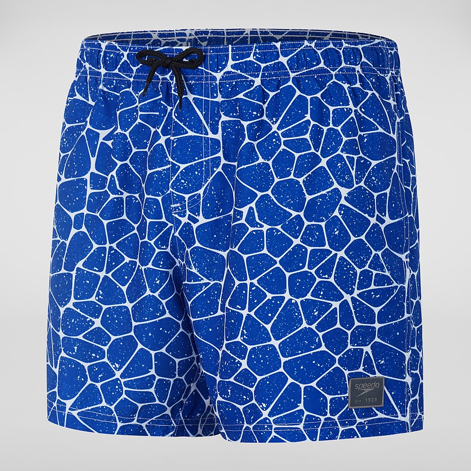 Men's Printed Leisure 16" Swim Shorts Blue/White