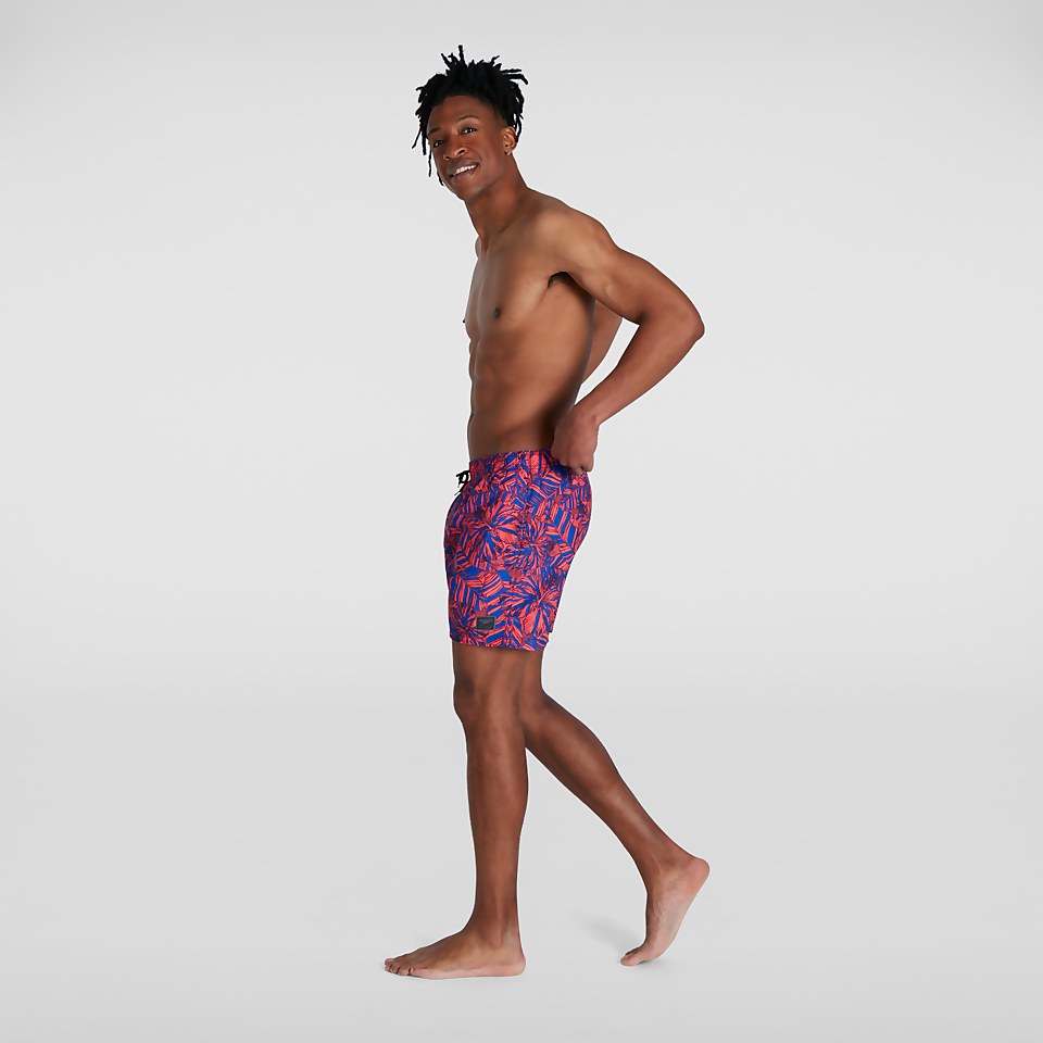 Men's Printed Leisure 16" Swim Shorts Blue/Red