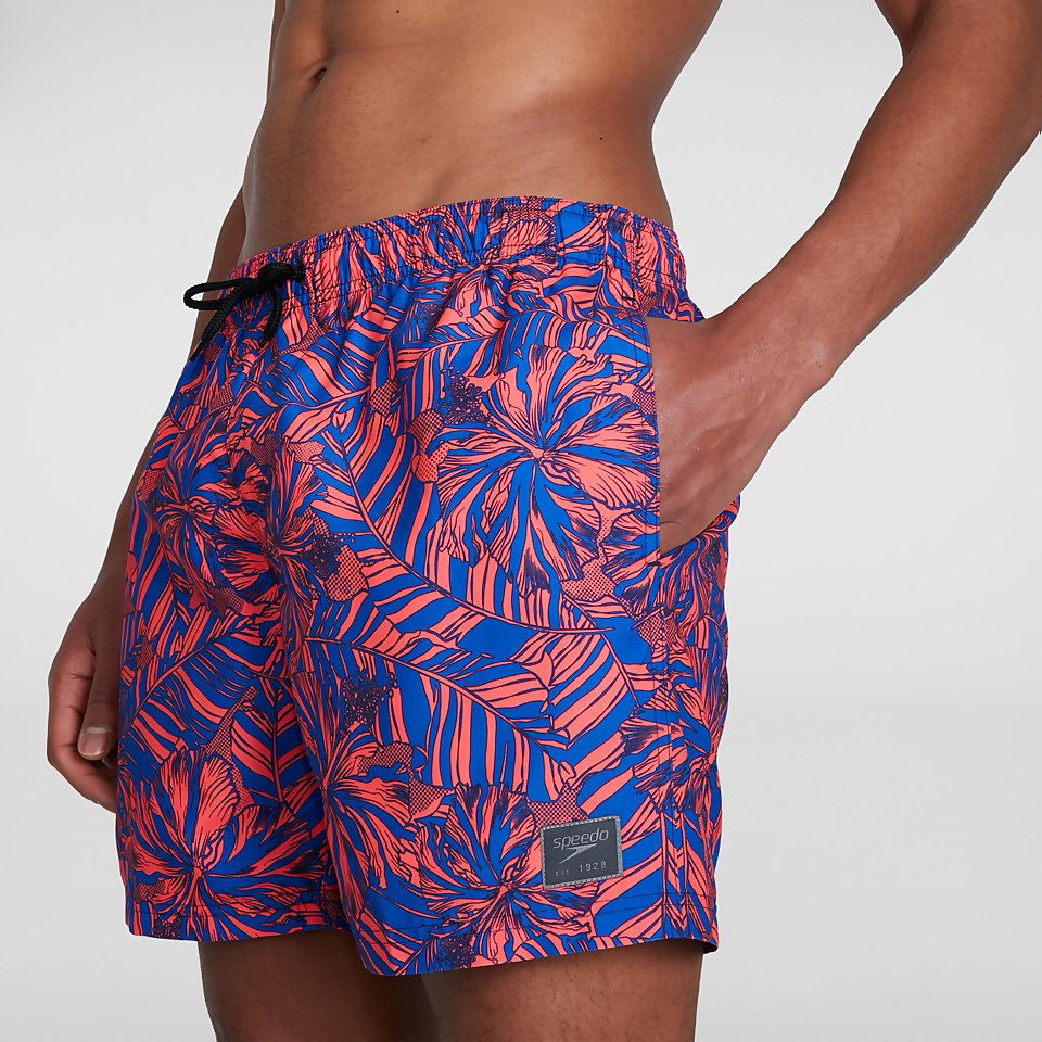 Men's Printed Leisure 16" Swim Shorts Blue/Red
