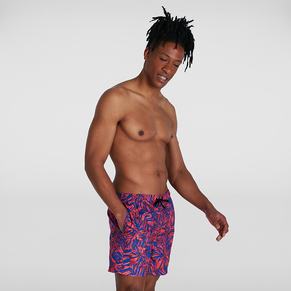 Men's Printed Leisure 16" Swim Shorts Blue/Red
