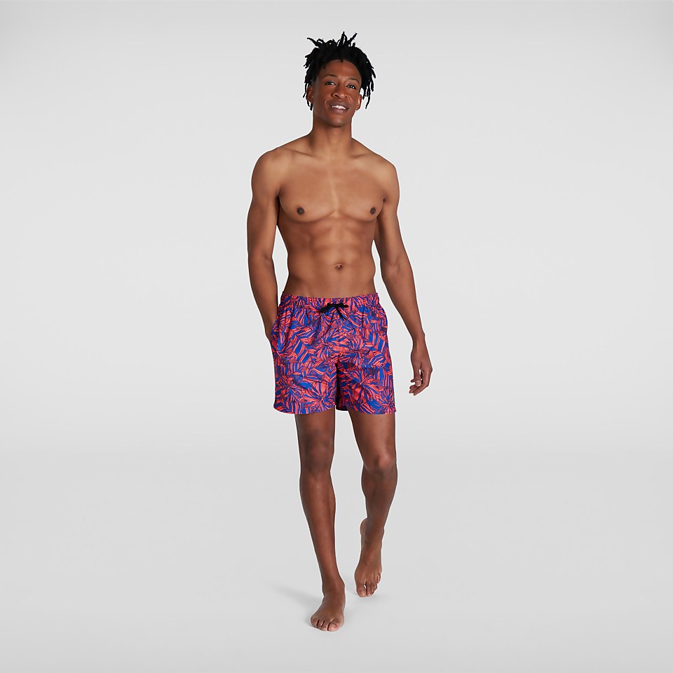 Men's Printed Leisure 16" Swim Shorts Blue/Red