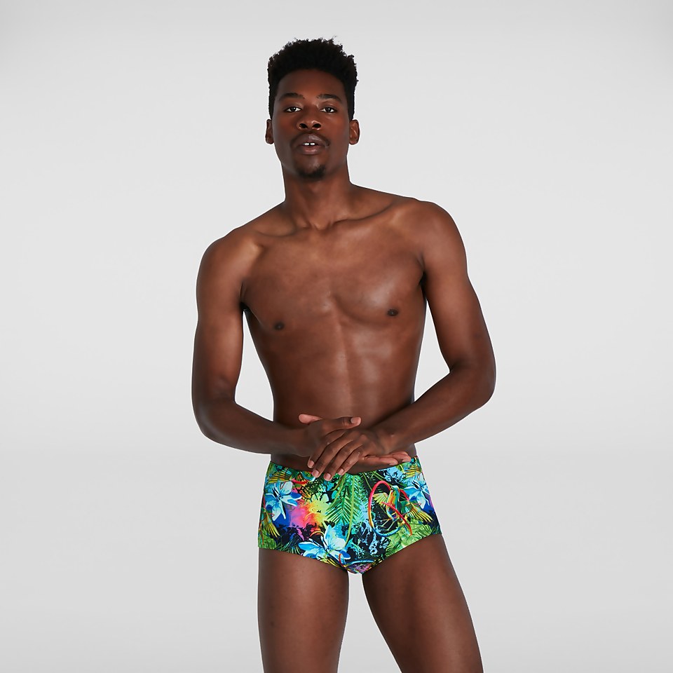 Slip de bain Homme Lucid Jungle Training 17 cm vert/bleu