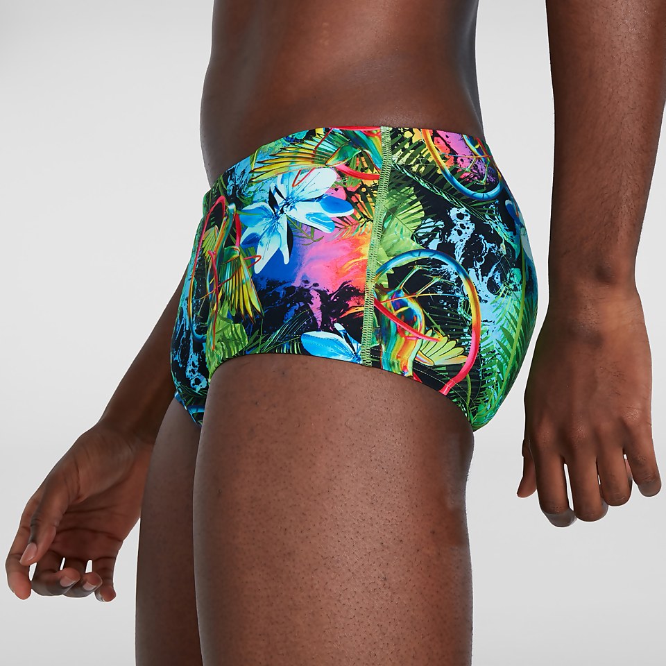 Slip de bain Homme Lucid Jungle Training 17 cm vert/bleu