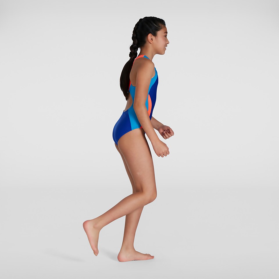 Maillot de bain Fille bicolore Spiritback bleu/rouge